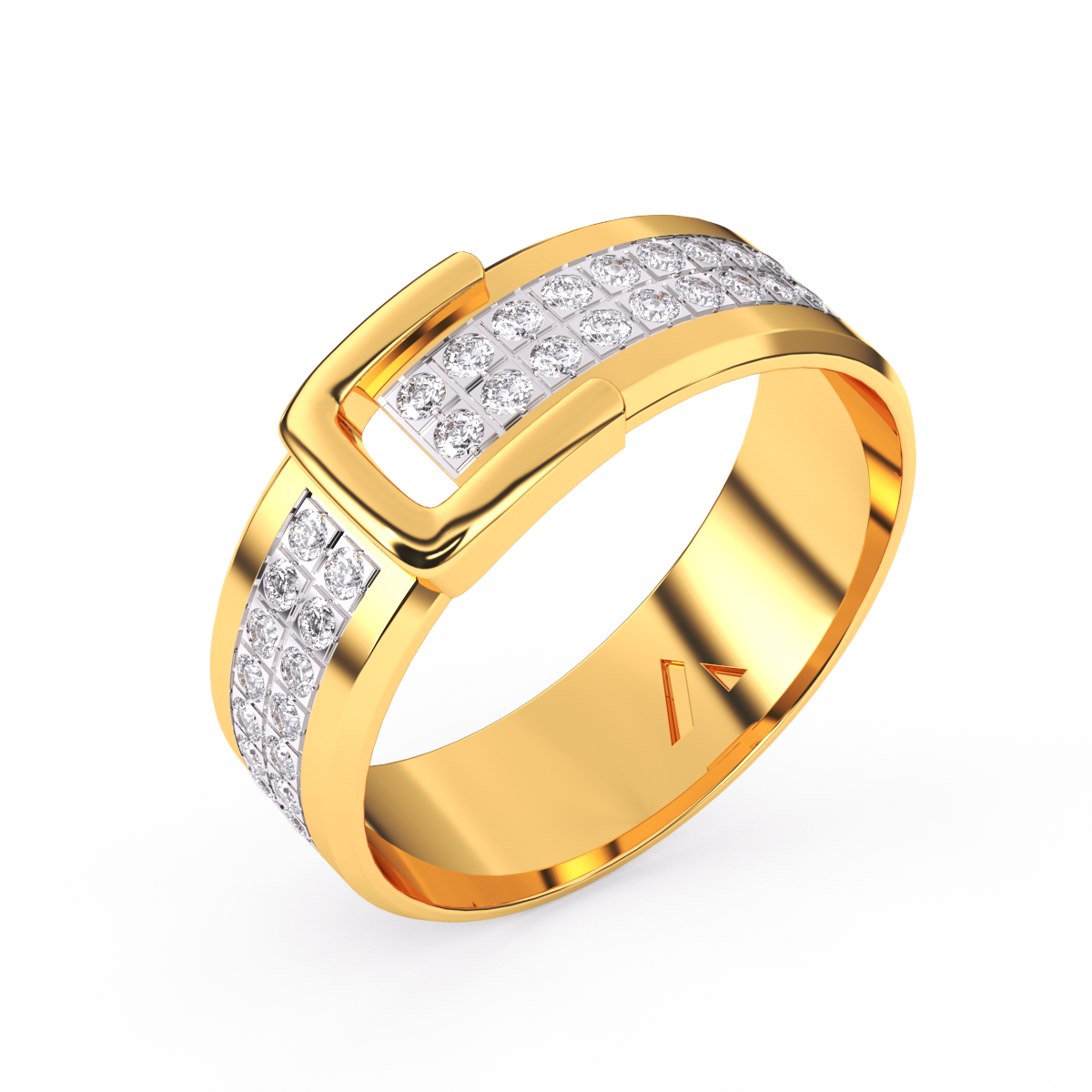 Colorless Diamond Buckle Ring for Men